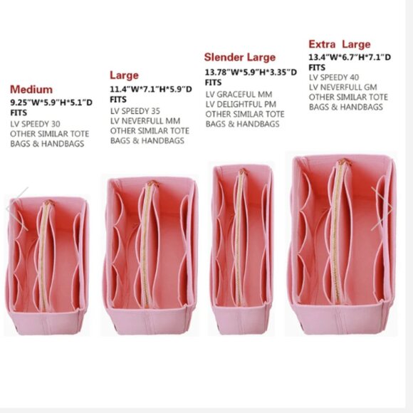 Purse Organizer Insert, Felt Bag with Metal Zipper for Speedy Neverfull - Picture 5 of 9